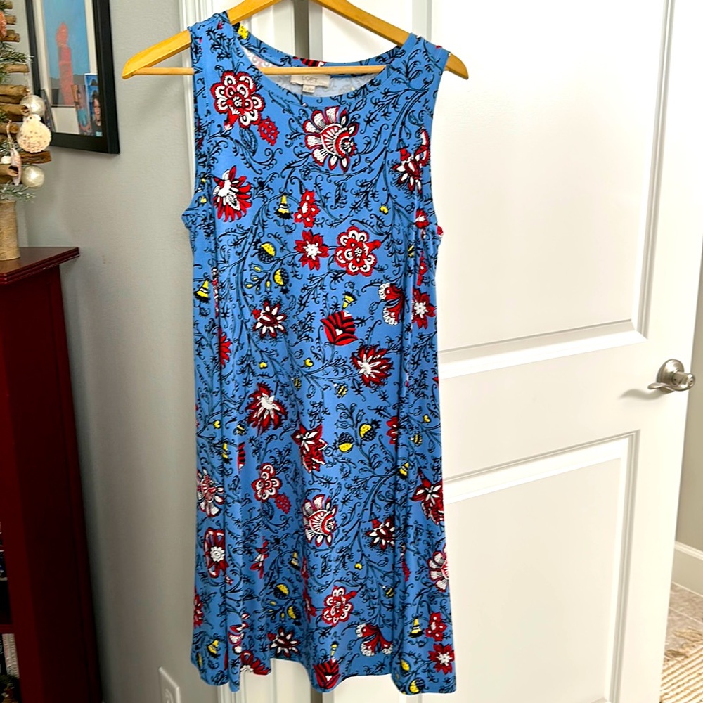 Loft red and blue pattern dress